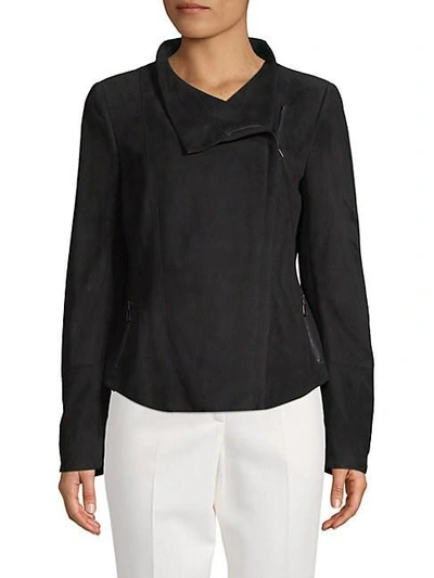 Akris Punto Suede Full-zip Jacket In Black