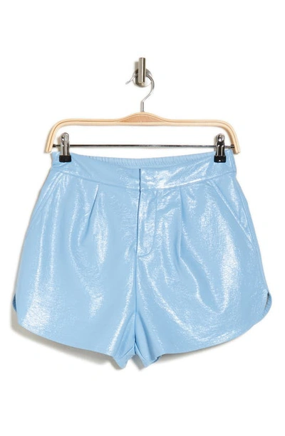 Vici Collection Always On Point Faux Leather Shorts In Blue