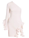Cinq À Sept Pia One-shoulder Ruffle Dress In Pearl Blush