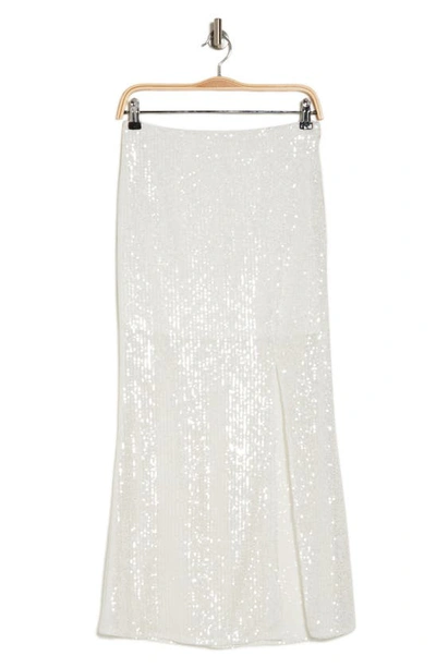 Vici Collection Brogan Sequin Maxi Skirt In White