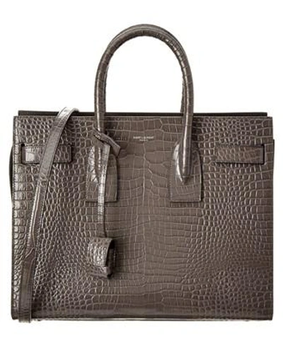 Saint Laurent Small Sac Du Jour Croc In Grey