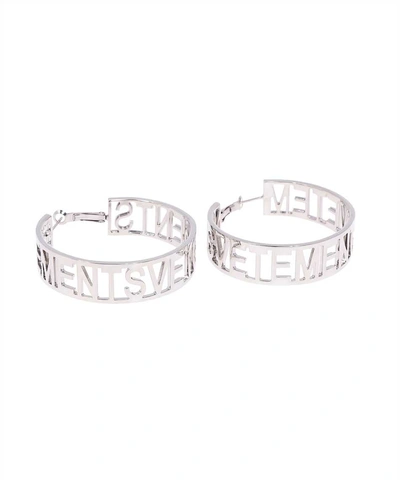 Vetements Logo Hoop Earrings In Silver