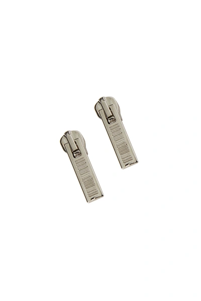 Vtmnts Barcode Zipper Earrings In Silver