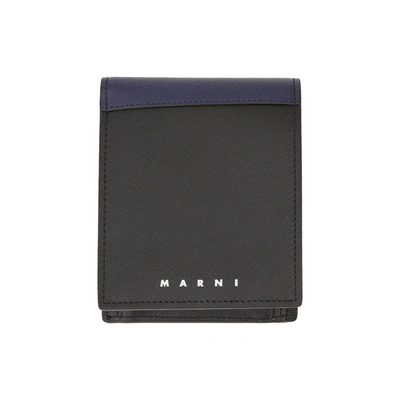 Marni Saffiano Leather Bi-fold Wallet In Black