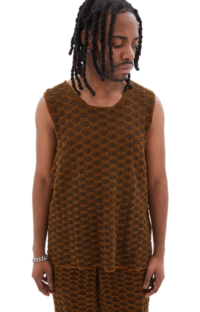 Isa Boulder Knitcheck Square Tank Top In Bark