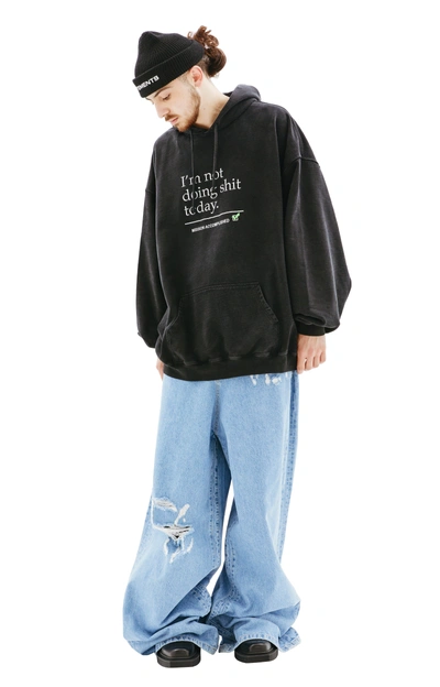 Vetements Not Doing Shit Today Hoodie In Washed Black