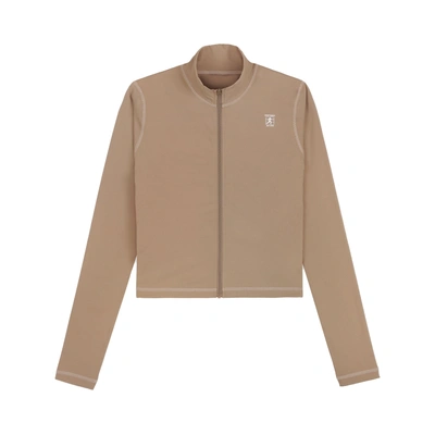 Sporty And Rich Runner Active Zip Up Jacket In Espresso/white