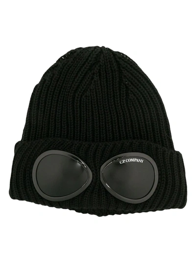 C.p. Company Goggles Wool Cap In Black