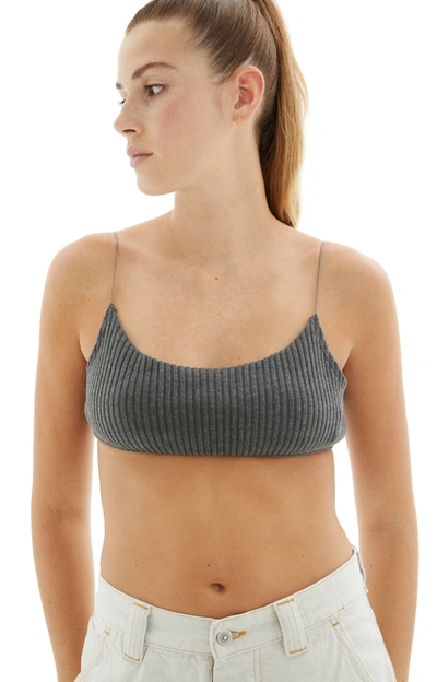 Joah Brown Corded Open Back Bra In Charcoal