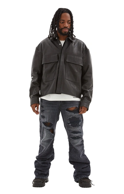 B1archive Flap Pocket Shirt-style Leather Jacket In Black