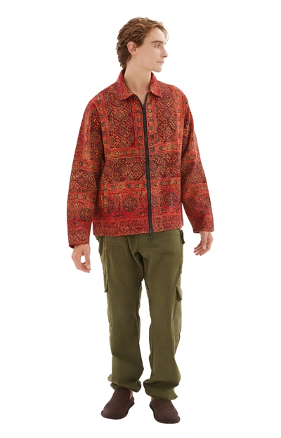 Karu Research Work Jacket In Kantha Madder/indigo/white