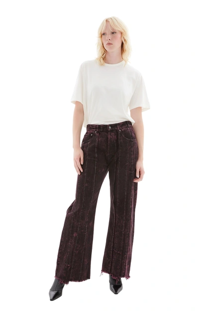 Acne Studios Striped Jeans In Black/red Wine