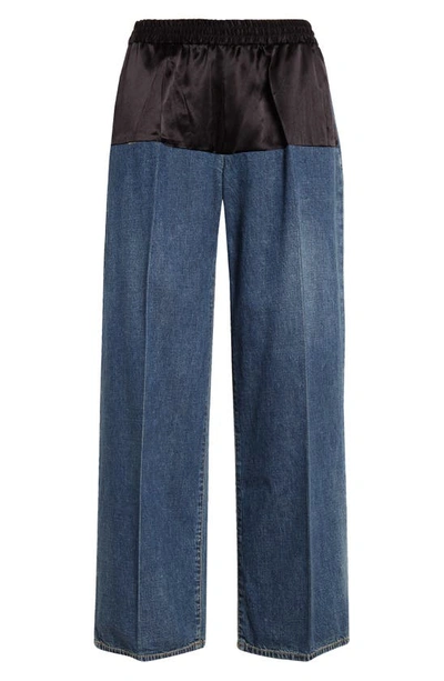 Undercover Mixed Media Drawstring Trousers In Indigo
