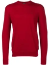 Emporio Armani Logo Embroidered Sweater In Rosso Intenso