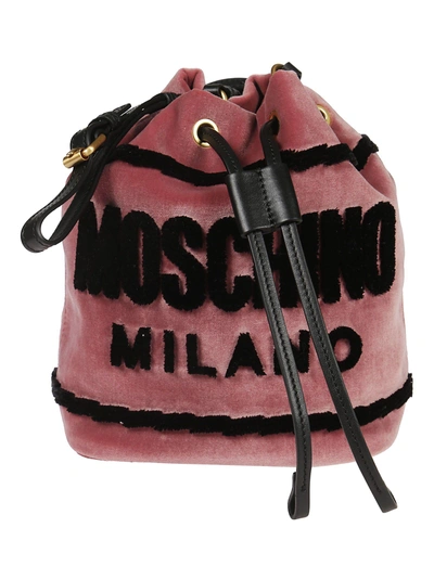 Moschino Bucket Bag In Velvet Color Pink