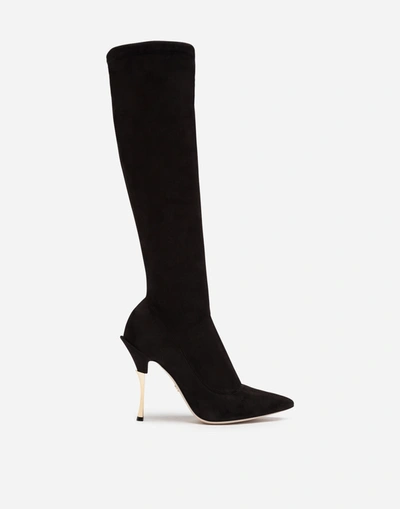 Dolce & Gabbana Cardinale Over-the-knee Sock Boots 105 In Black