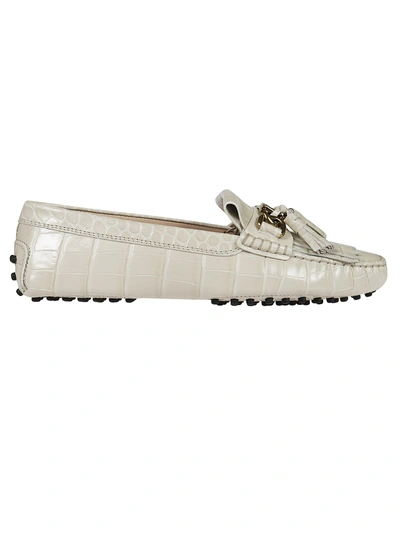 Tod's Fringed Loafers In White