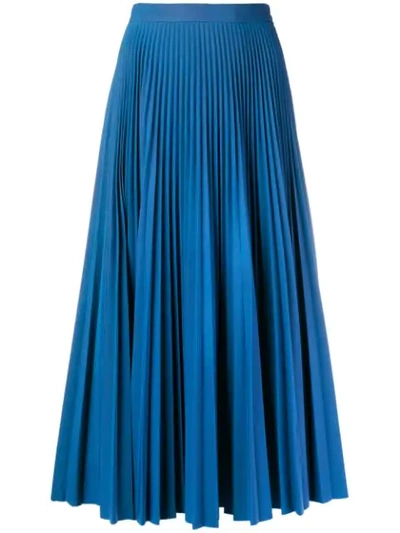 Maison Margiela Reflective Pleated Crepe Midi Skirt In Blue Reflective