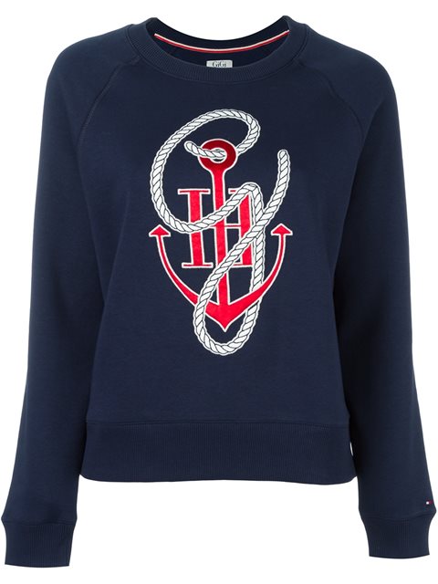 Tommy Tommy X Gigi Hadid Anchor Print Sweatshirt In Navy | ModeSens