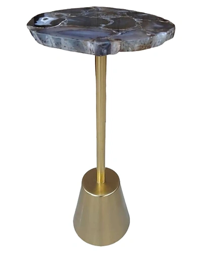Sagebrook Home 24in Rough Edge Agate Top Accent Table In Blue