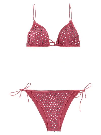 Oseree Oséree Bikini Embellished With Crystals In Pink & Purple