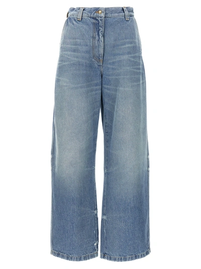 Palm Angels Washed Logo Jeans Light Blue