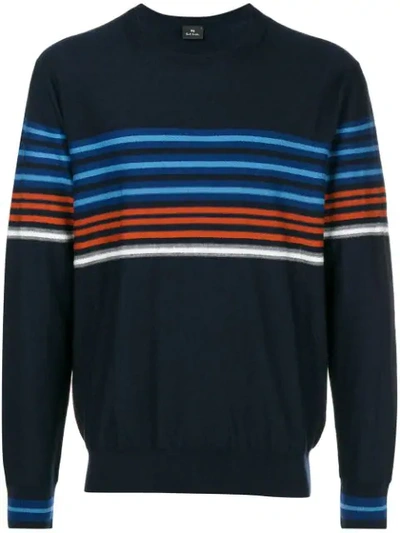 Ps By Paul Smith Stripe Detail Sweater - Blue
