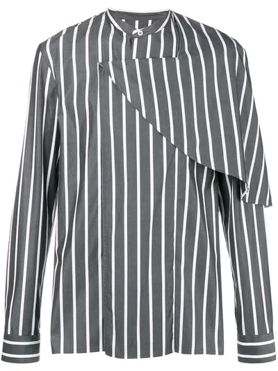 Chalayan Half Cape Striped Shirt In Grey