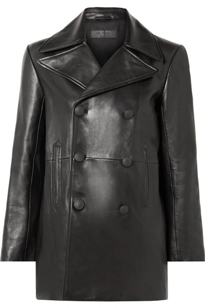 Rag & Bone Nella Double-breasted Leather Coat In Black