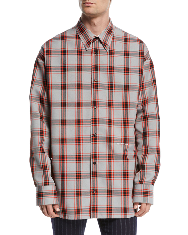 Calvin Klein 205W39Nyc Oversized Checked Flannel Shirt In Grey | ModeSens