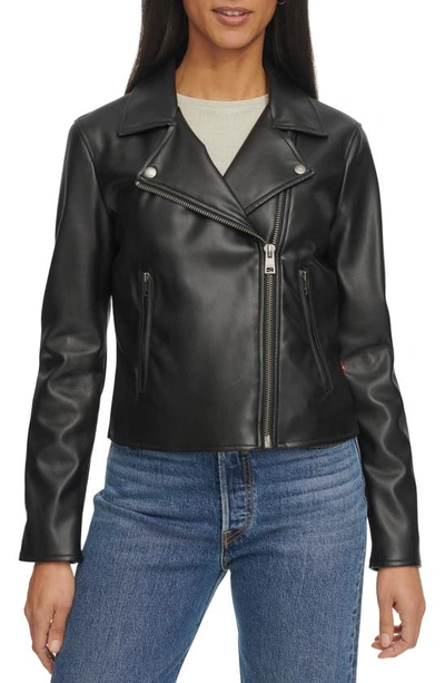 Levi's® Shrunken Faux Leather Moto Jacket In Black