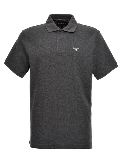 Barbour Logo Embroidery Polo Shirt In Gray