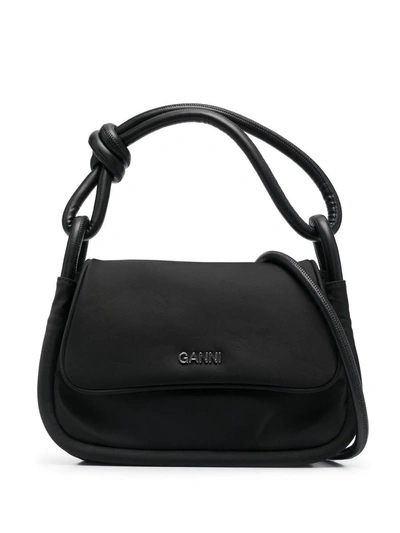 Ganni Knot Flap Over Bags In Black