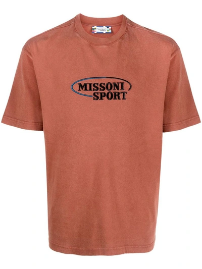 Missoni Short Sleeve T-shirt Clothing In S80b7 Rust Brown