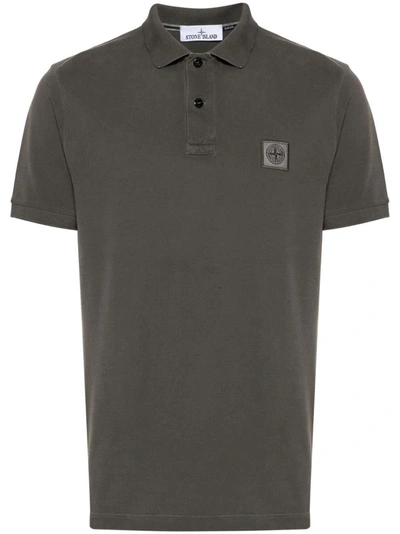 Stone Island Polo S/s Slim Fit Clothing In Grey