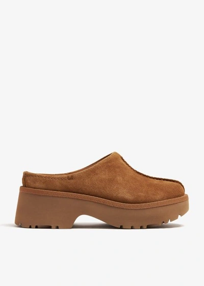 Ugg W New Heights Clog Shoes In Brown