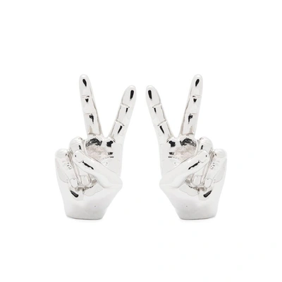 Y/project Y Project Earrings With Hand Motif In Silver