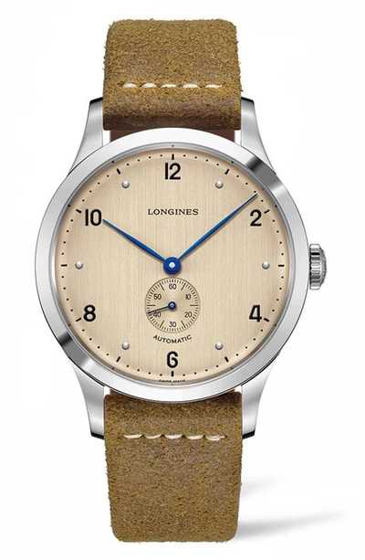 Longines L28134660 Heritage Stainless-steel And Leather Automatic Watch In Brown