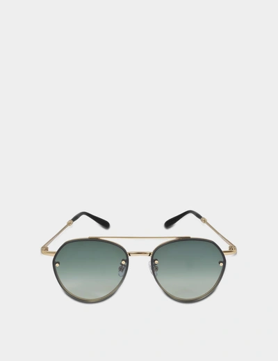 Spektre Sorpasso Sunglasses In Gold Glossy And Gradient Green Stainless Steel