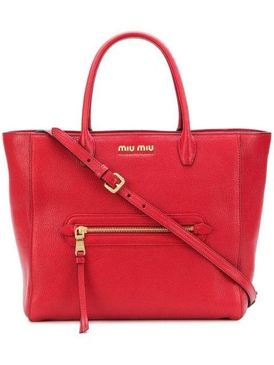 Miu Miu Logo Tote Bag - Red