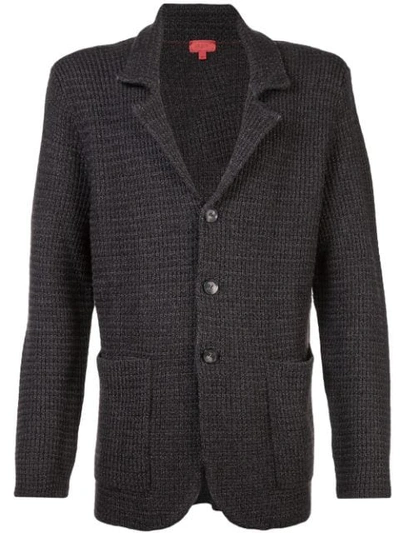Isaia Knitted Blazer Jacket In Brown