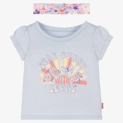 Levi's Babies'  Girls Blue T-shirt & Headband Set In Grey
