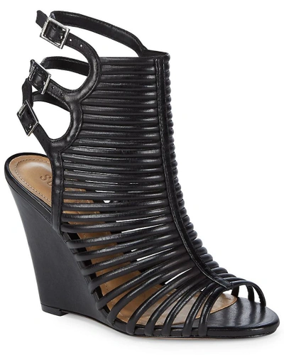 Schutz Loreto Caged Leather Wedge Sandal In Nocolor