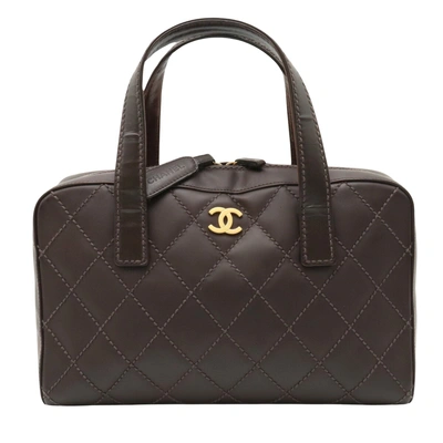 Pre-owned Chanel Bowling Bag Brown Leather Handbag ()