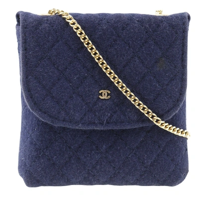 Pre-owned Chanel Navy Cotton Clutch Bag ()