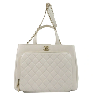 Pre-owned Chanel White Leather Tote Bag ()