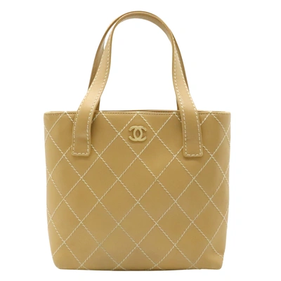 Pre-owned Chanel Wild Stitch Beige Leather Tote Bag ()
