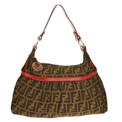 Fendi Zucca Brown Canvas Shoulder Bag ()