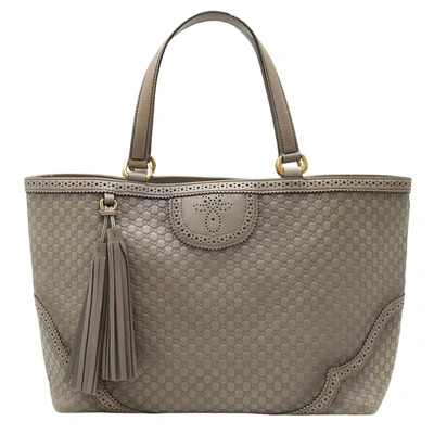 Gucci Micro Ssima Grey Leather Tote Bag ()
