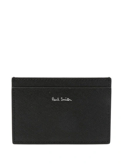 Paul Smith Mini Blur Leather Card Holder In Black